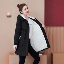 加绒加厚棉服2025年秋冬新款韩版收腰显百搭中长款风衣棉衣女潮