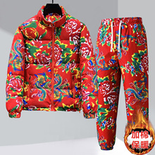 网红同款东北大花棉衣男冬季新款情侣装棉服休闲防寒保暖棉外套潮