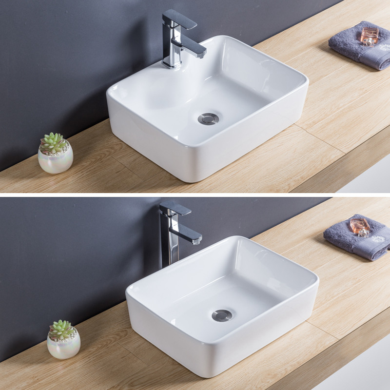 Small-sized ceramic countertop basin for balcony countertop sink, square face basin, single basin for bathroom, household sink