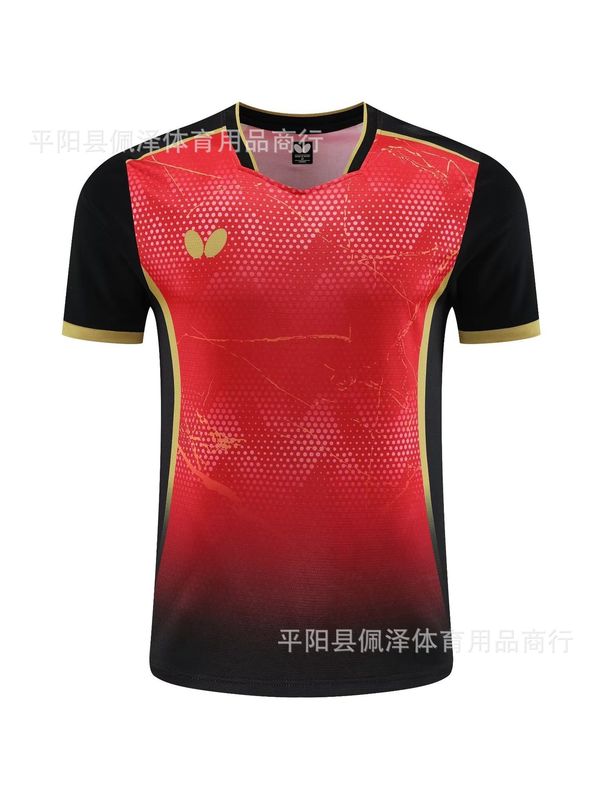 新型卓球スポーツウェア速乾通気半袖男女児童同金専門卓球訓練服印字|undefined
