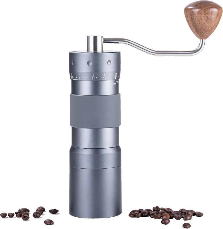 Manual Coffee Grinder with 7 Star Stainless Steel Burr with Magnet Card Cup for French Press