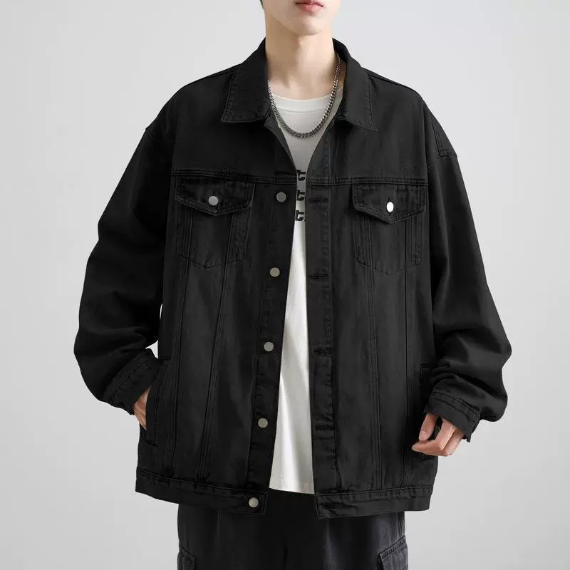 Denim men's warm trend jacket, American style, oversize