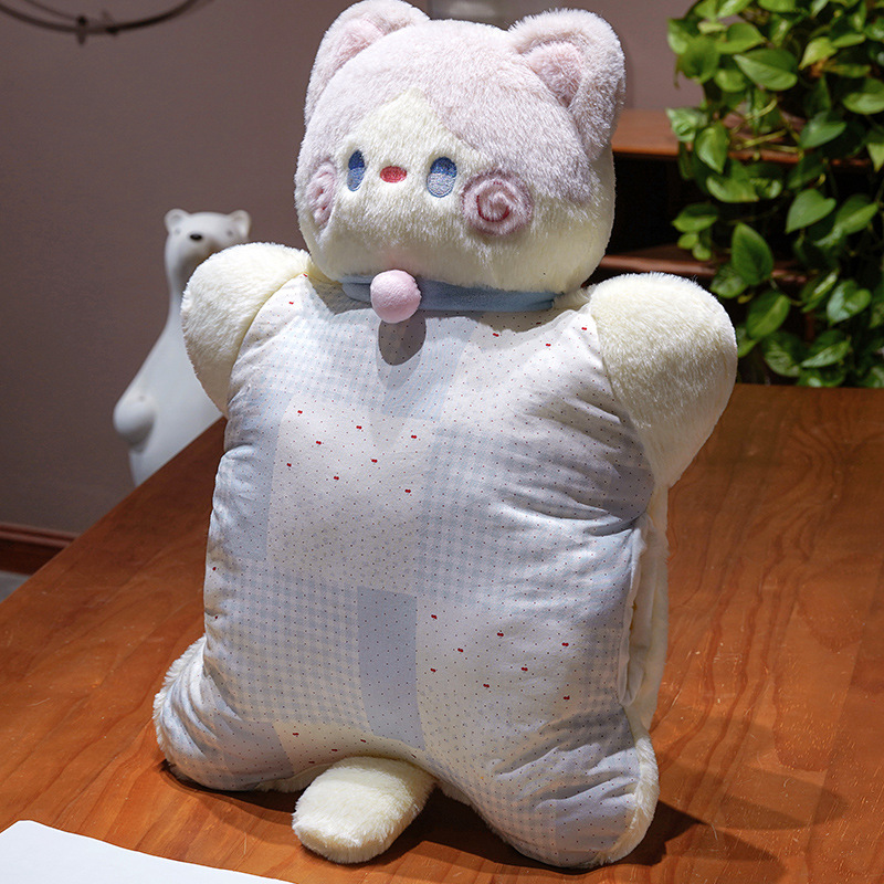 Cojín Almohada Calientamanos de Gato de Poliéster para Sofá y Dormitorio