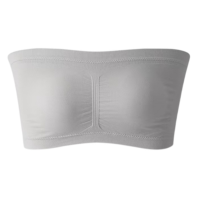 Cross-border más tamaño de doble capa más el tamaño de la ropa interior sin tirantes de las mujeres envuelto en el pecho sin anillo de acero con almohadilla en el pecho de una sola palabra tubo superior