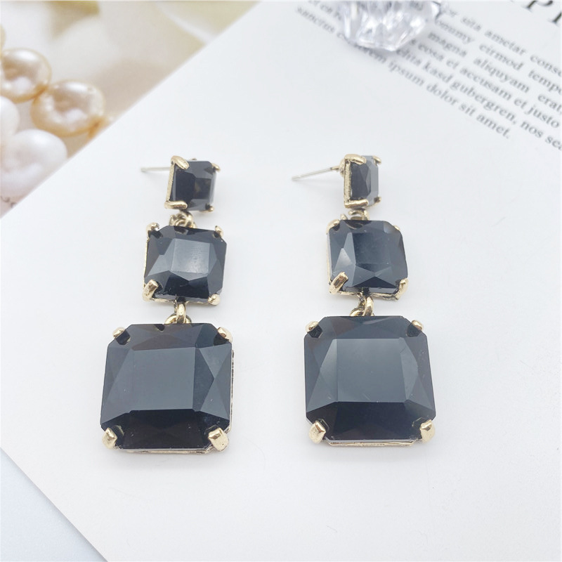 Fashion Color Diamond Multi-layer Alloy Square Earrings display picture 3