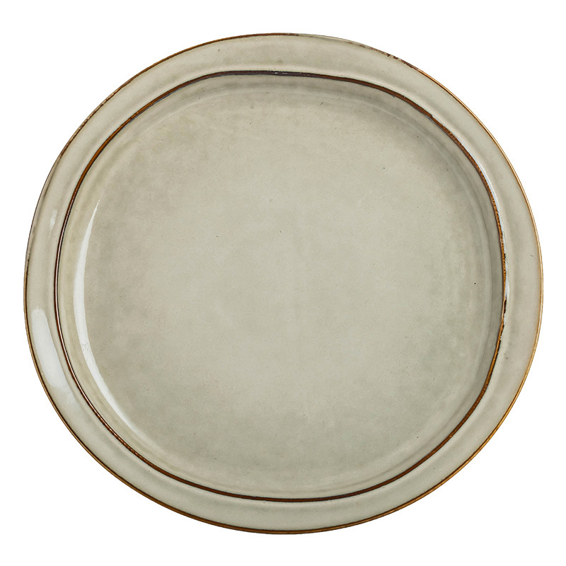 Plato de cerámica estilo vintage, plato grande, ensaladera, plato para carne, plato para uso doméstico, vajilla al por mayor, plato con diseño de sombrero de paja