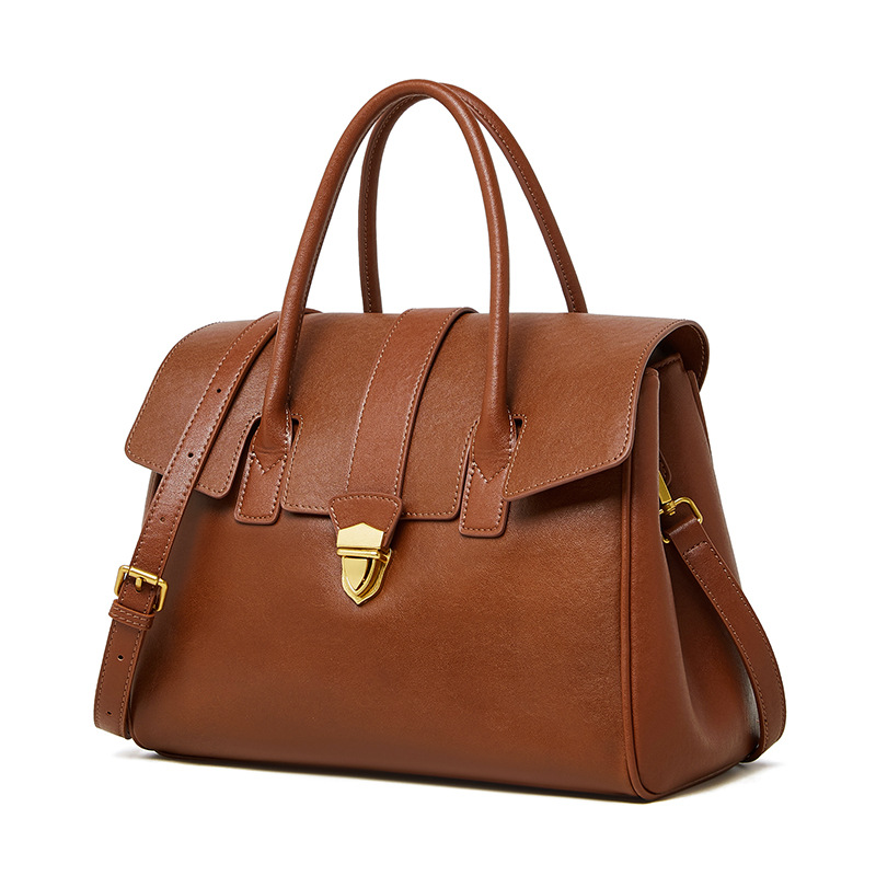 Vintage Genuine Leather Tote Bag New Cross-Border Vegetable-Tanned Cowhide Large Capacity Briefcase For Women Business Travel And Commuting - Thumbnail 7