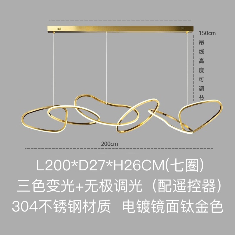 Candelabro de restaurante, barra de bar creativa de lujo ligero, sala de estar personalizada, estilo nórdico minimalista, círculo de acero inoxidable, arte, lámpara de forma especial