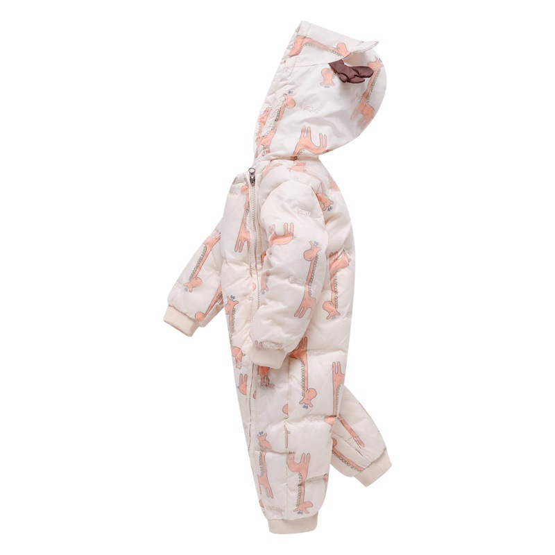 Baby one-piece down jacket men's winter white duck down baby down jumpsuit girls' outing romper suit thickened
