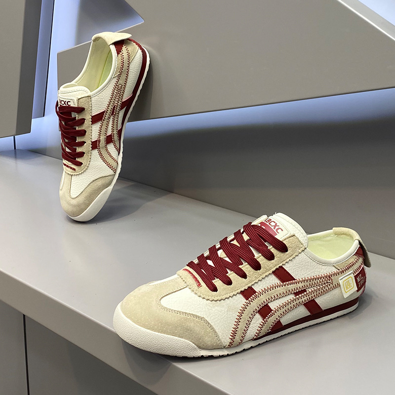 Jj Men's Shoes 2025 Early Autumn New Fashion Versatile Flats Low-Cut Sneakers Leather Lace-Up Student Retro Casual Shoes