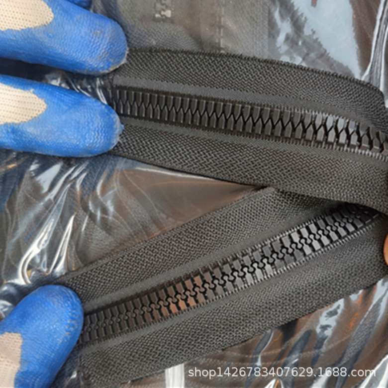 现货8号玉米胶牙树脂码装拉链 原纱黑布不掉色箱包帐篷工业拉链