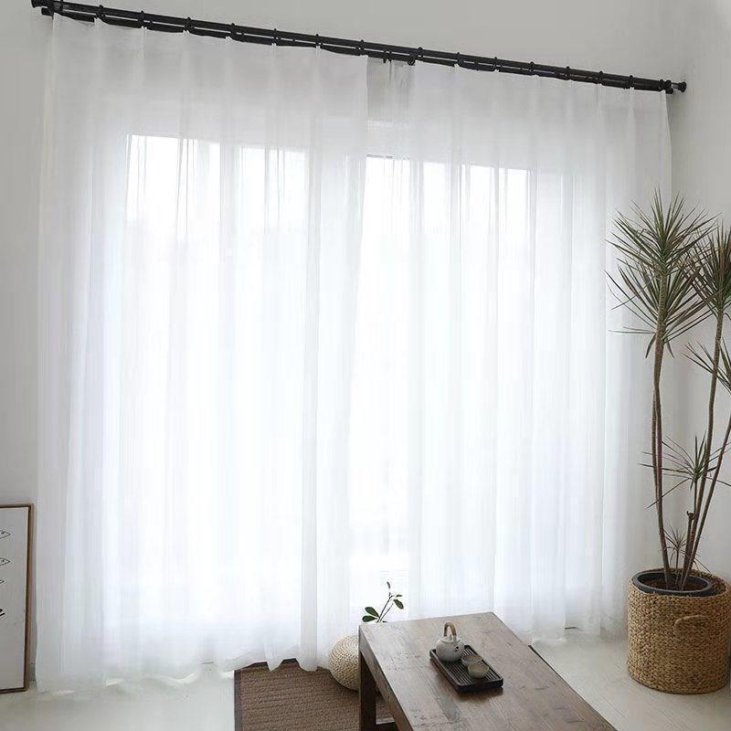 Curtain Gauze Bay Window Finished Balcony White Gauze Window Gauze White Sand Gauze Light-Transmitting Modern Simple Special Price Fabric Cross-Border