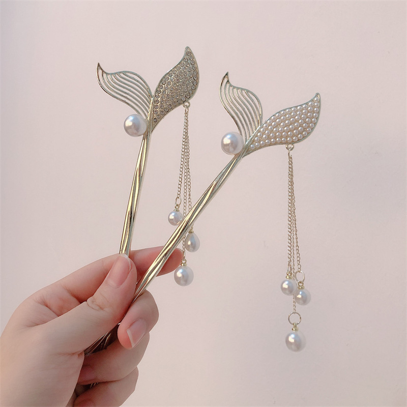 Cola de sirena borla perla horquilla girl estilo antiguo horquilla nueva estilo chino nicho diseño de alta gama accesorios para el cabello