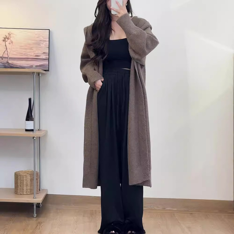 Autumn and Winter New Soft Waxy Lazy Over-the-Knee Loose Large Version Slimming Knitted Cardigan Sweater Outer Wear Mid-length Jacket Autumn and Winter New Soft Waxy Lazy Over-the-Knee Loose Large Version Slimming Knitted Cardigan Sweater Outer Wear Mid-length Jacket