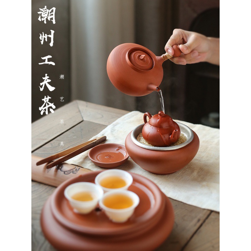 潮州工夫茶副榜炉一醉砂铫手拉鸡蛋黄壶碳炉烧水壶超薄炭炉玉书煨|ms