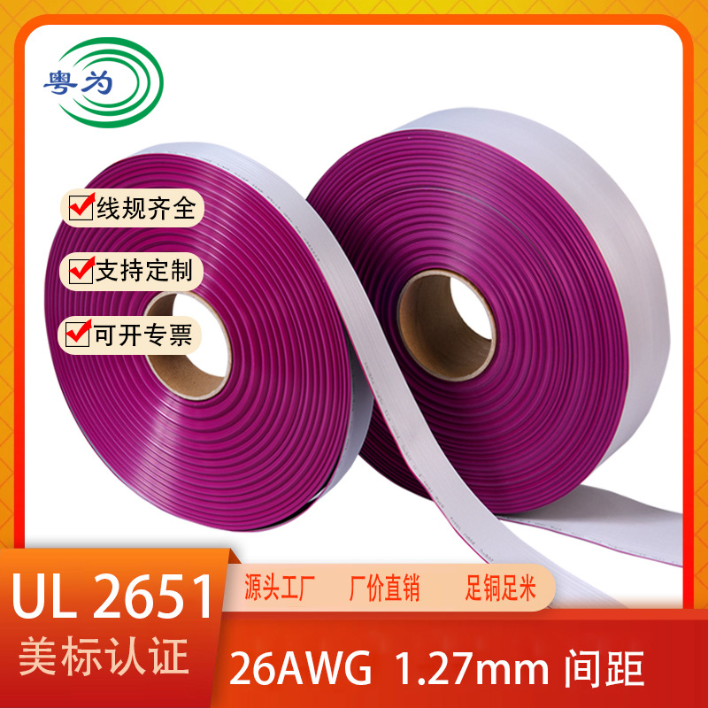 UL2651 28AWG灰排线 10P间距1.0 2.0IDC连接线压排线线束UL认证