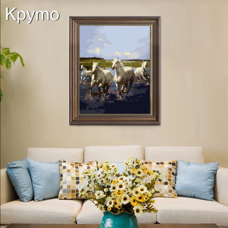 Beautiful landscape landscape hand-painted modern minimalist oil color painting living room home decorative painting digital oil painting DIY custom