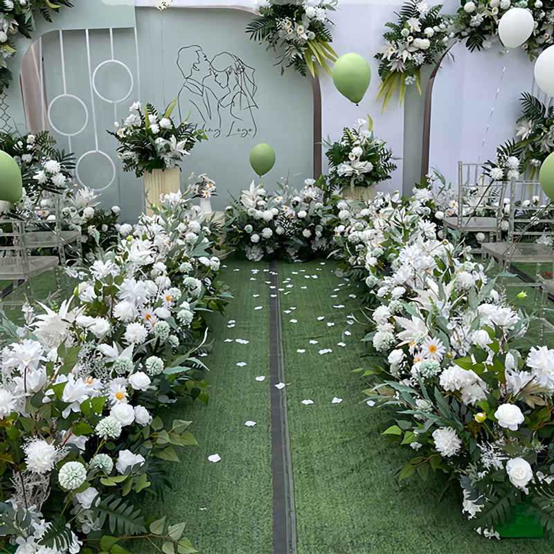 仿真花塑料花森系婚庆花材婚礼绿植花艺布置假花吊顶装饰插花背景