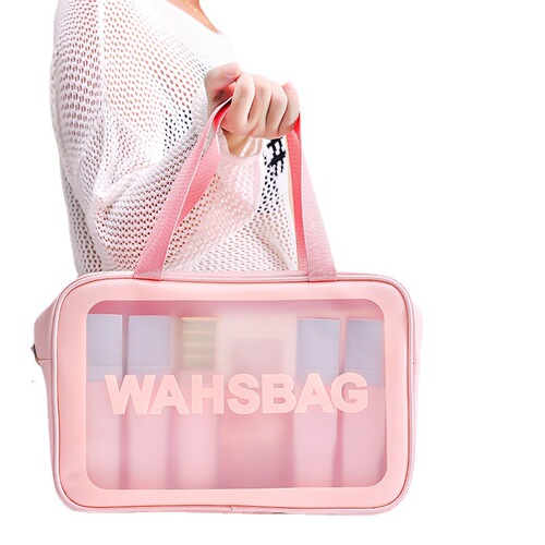 Transparent Waterproof Makeup Bag PU Korean Sanding Convenient Shoulder Storage Bag Swimming Bag PVC Cosmetics Toiletry Bag