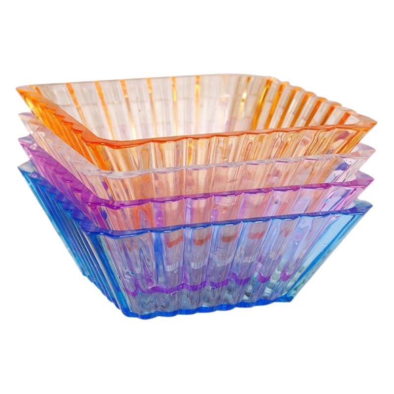 KTV Luz de lujo plato de fruta Barra cuadrada plato de merienda acrílico transparente plato de fruta seca de plástico caramelo postre plato de merienda