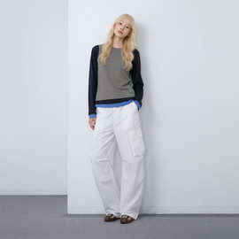 teeshe女装背心上衣韩版设计套装新款秋季圆领25年撞色两件套打底