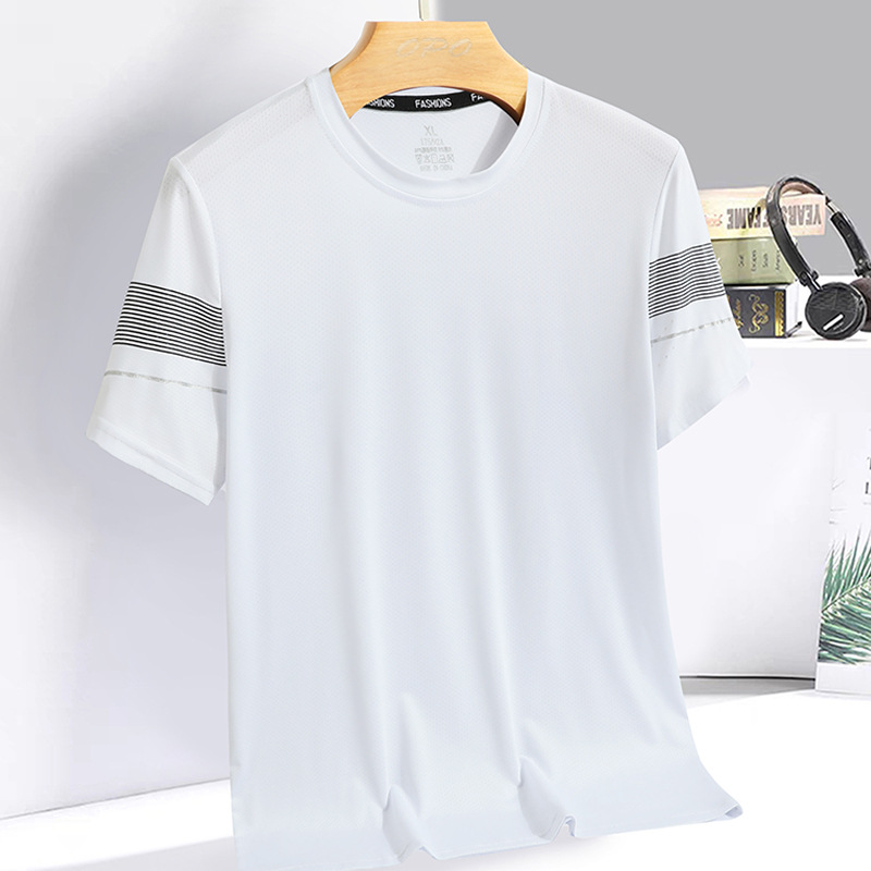 Camiseta de manga corta de seda de hielo de verano para hombres deportes de hielo delgado superior de secado rápido para hombres aire acondicionado transpirable al aire libre Camiseta de manga corta
