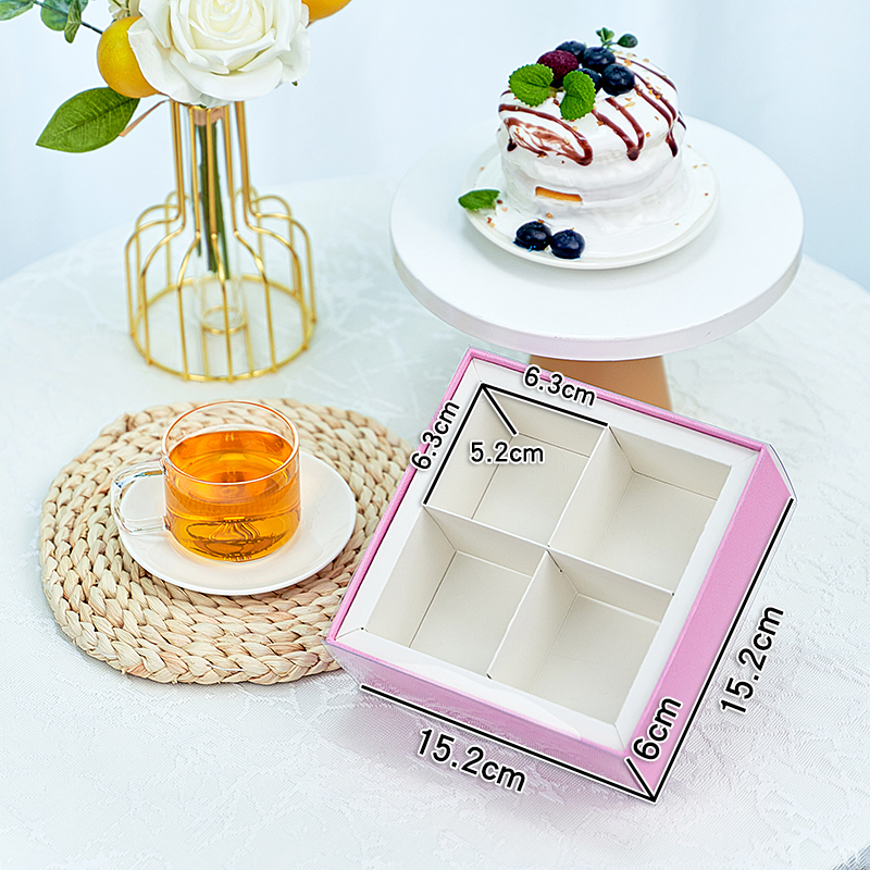 2025 nuevo 4 gránulos 6 gránulos 8 gránulos sándwich coreano caja de macarrones grasa caja de regalo transparente caja de postre horneado