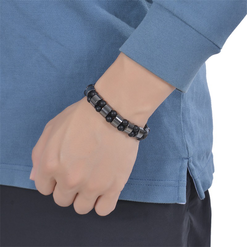 Men'S Gender Simple Style Round Rectangle Natural Stone Beaded Knitting Men'S Bracelets Men Beaded Bracelets