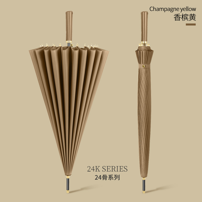 Paraguas automático de 24 huesos más grandes Paraguas recto de doble mango largo Paraguas de regalo de negocios para hombres Paraguas publicitario Logotipo personalizado