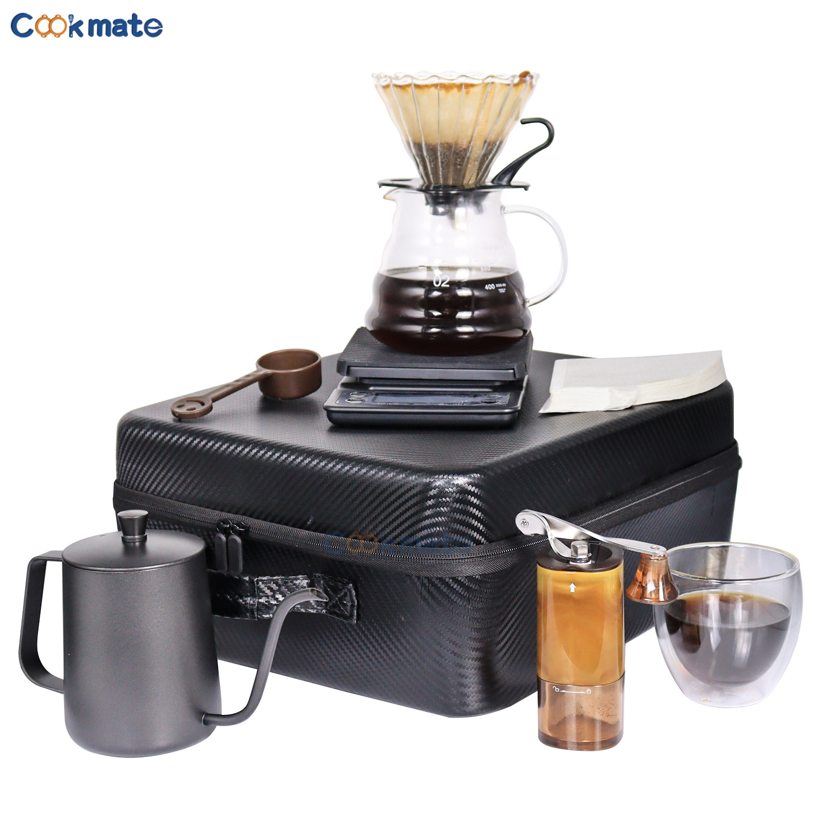 Conjunto de café de lavado de mano portátil, molinillo de frijoles de mano, caja de regalo, olla de lavado de mano doméstica para compartir, combinación al aire libre de taza de lavado de soja