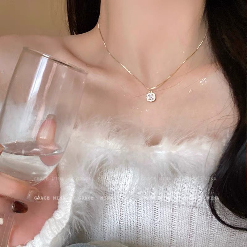 日常百搭S925纯银海蓝宝蝴蝶项链女不掉色小众高级感轻奢锁骨链新|undefined