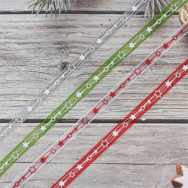 Navidad transfronteriza impresión pentagramas colorida cinta ramo de flores arco correa de árbol de Navidad DIY decoración cinta floral