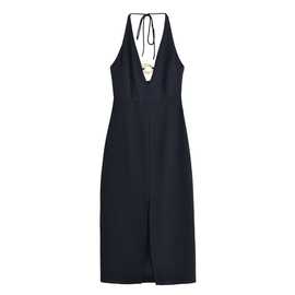 跨境欧美风速卖通外贸女装ZR现货新款方领金色镶饰迷笛连衣裙