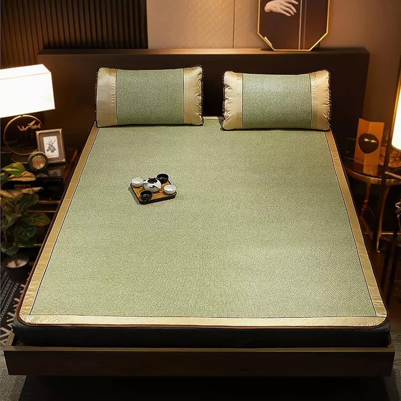 夏季新款全包芯双面席印尼藤席草绿色清凉舒适吸湿透气凉席三件套