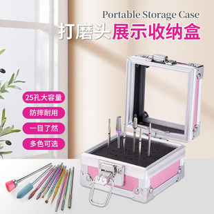 Cross-Border Manicure Box Box Table Storage Aluminum Alloy Nail Box Base Display Box Metal Transparent Storage Box