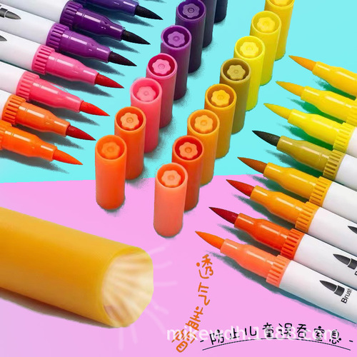 Soft Tip Dual-Head Watercolor Brush Set 12-120 Colors, Colored Liner Pen, Signature Pen, Student Art Drawing and Tracing Pen