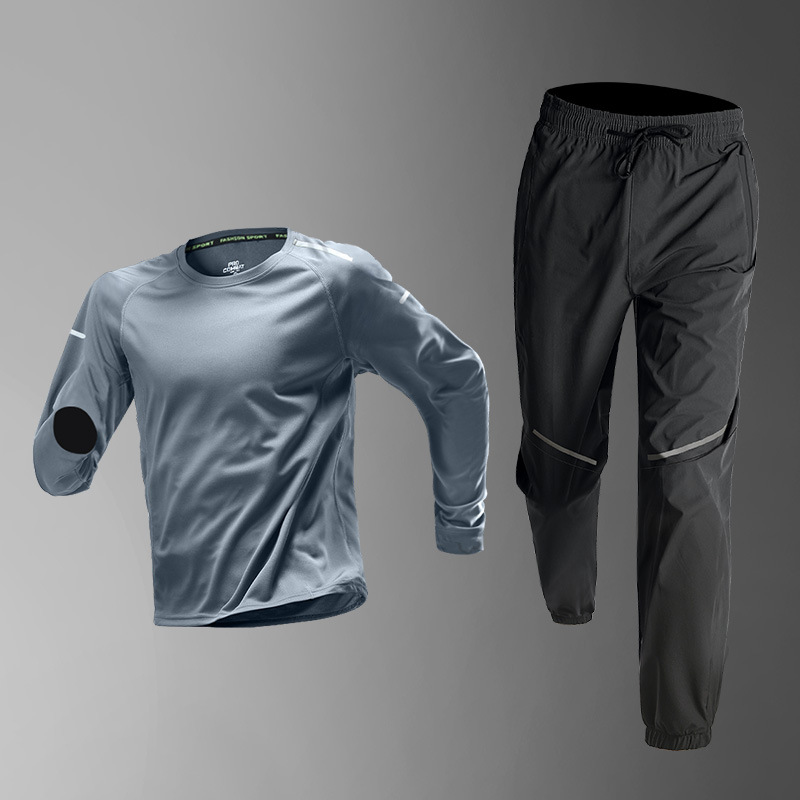 Trajes deportivos para hombres correr primavera secado rápido camiseta de manga larga correr de la mañana ciclismo deportivo baloncesto fitness ropa sala de entrenamiento