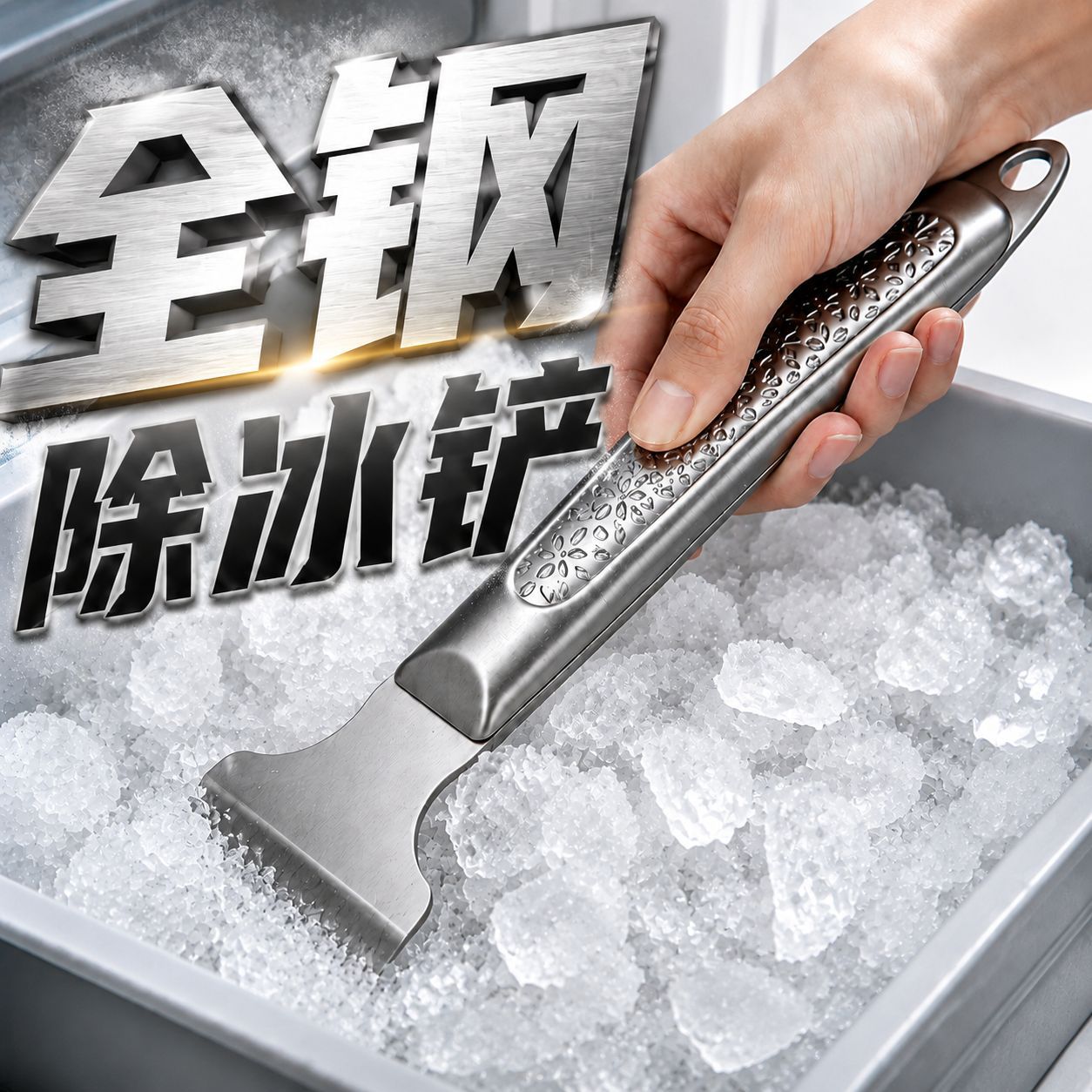 Multifunctional stainless steel ice scraper is rust-resistant, corrosion-resistant, sharp, cleans without leaving marks, an essential cleaning tool.