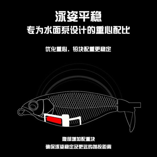 Wholesale propeller 6g10g puffer fish surface tractor hard bait floating pencil bait lure lure