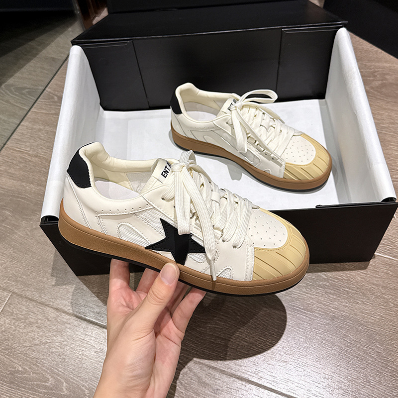 Gold Goose Distressed Star Dirty Shoes Breathable White Shoes Casual Shoes Rubber Toe Versatile Retro Lace-Up Sneakers