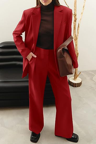 Women's Pant Set For Work Autumn Winter Professional Two Piece Outfit_voghion.com
