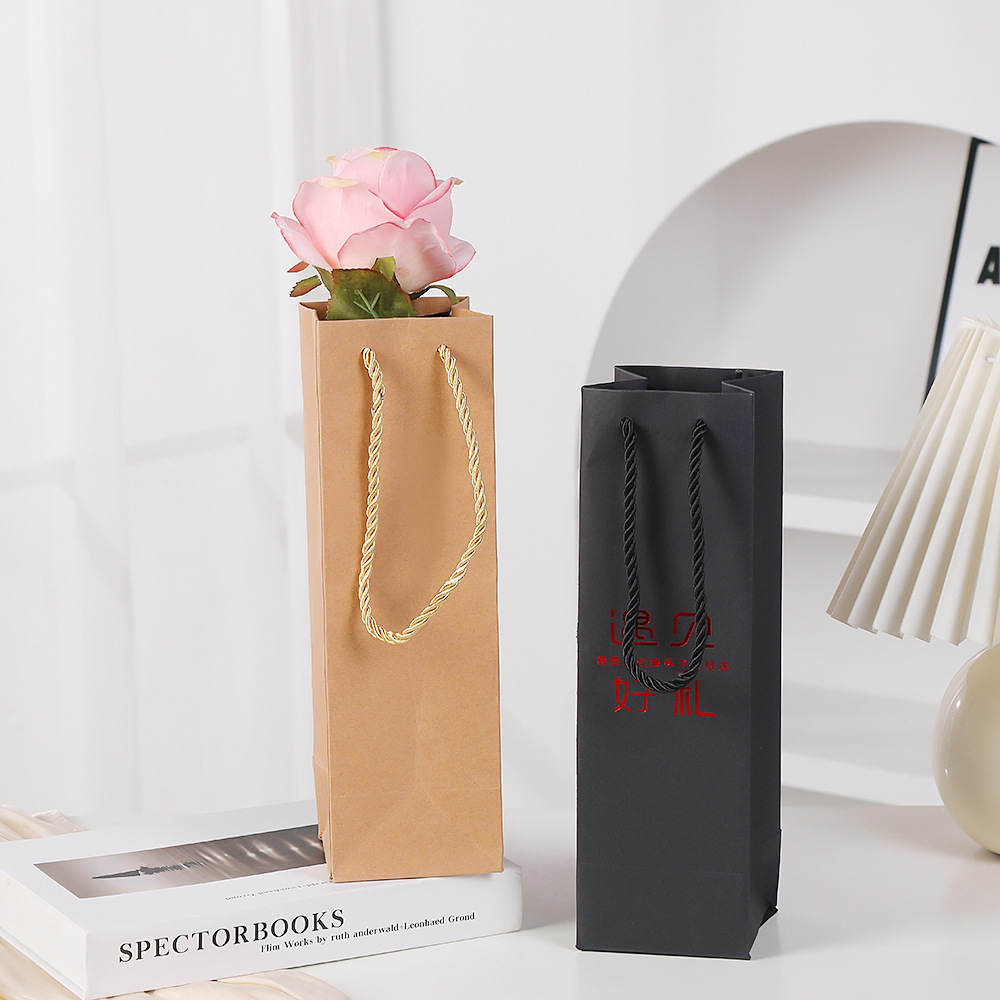遇见好礼花插手提袋加厚鲜花包装袋中秋节红酒茶叶礼品袋现货批发