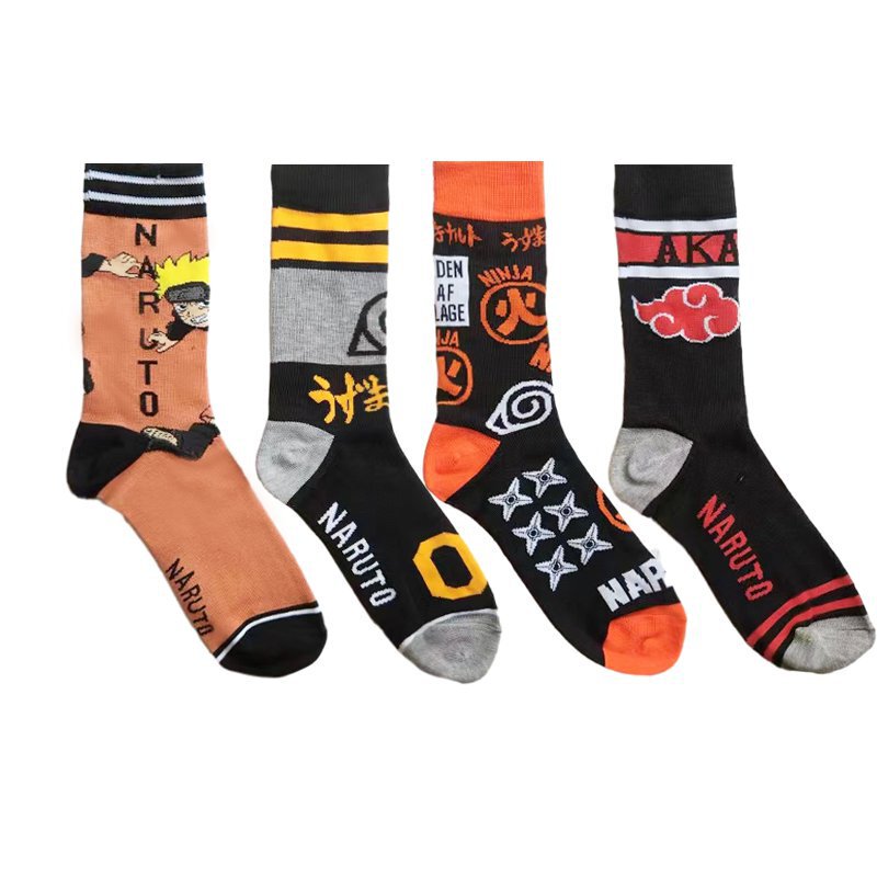 Men's casual cotton four seasons cartoon fashion socks men's socks Naruto medium tube women's manufacturers wholesale foreign trade socks