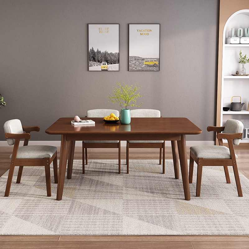 實木餐桌椅組合北歐小戶型現代簡約家用租房長方形簡易吃飯桌子