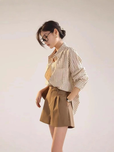 Women's Spring and Autumn New Fashion Casual Korean Version Outerwear Shirt French High-End Long-Sleeve Top