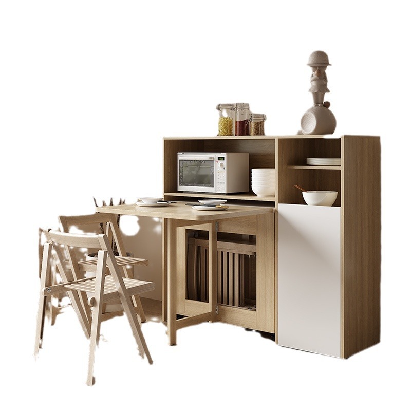 Mesa de comedor de aire de crema plegable y móvil simple para casa pequeña combinación de mesa multifuncional de mesa de comedor