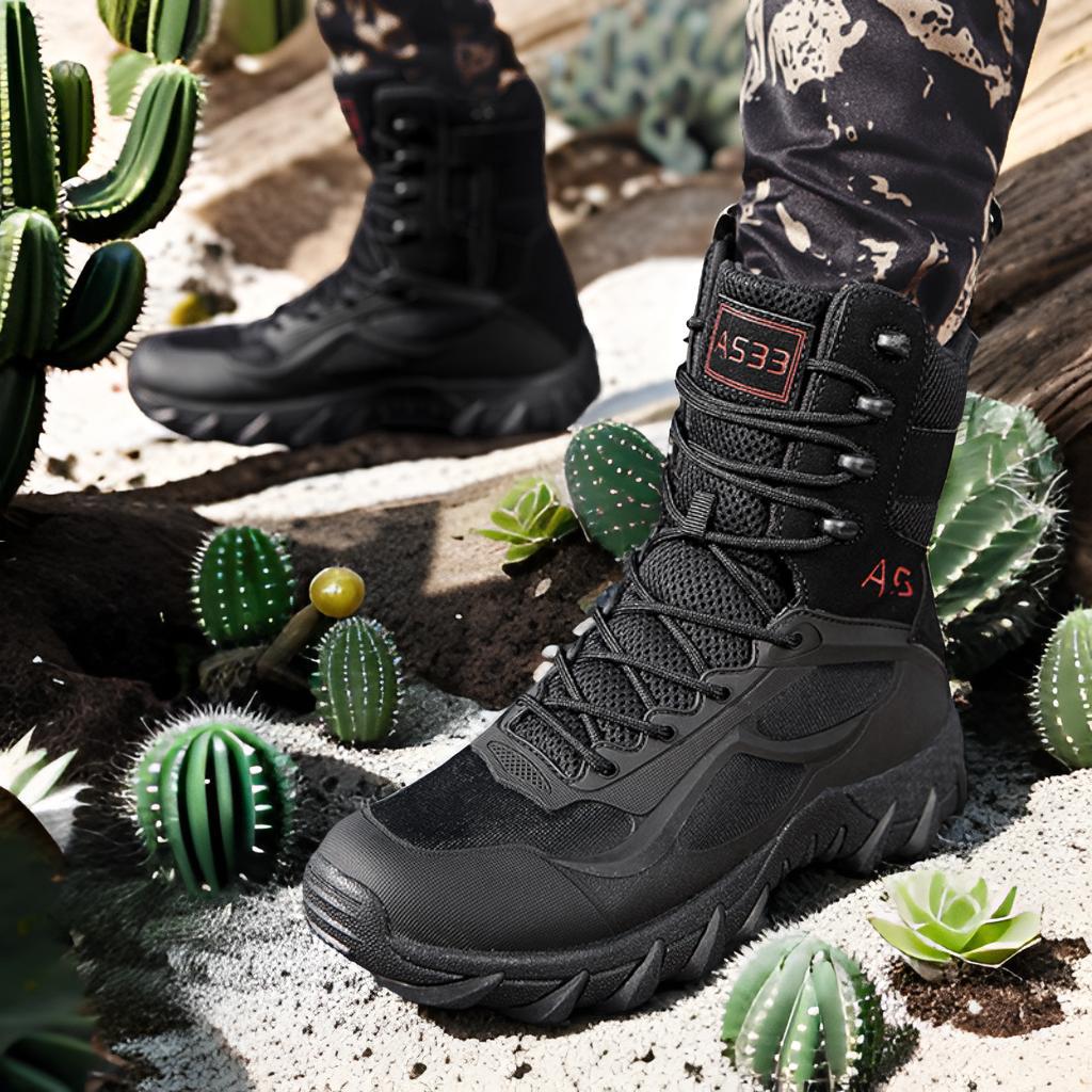 Ventas directas de la fábrica de Amazon Botas tácticas Botas altas transpirables Zapatos de hombre al aire libre Botas del desierto Botas de combate Botas de senderismo