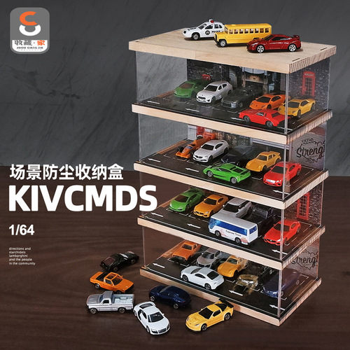 1/64 toy car simulation parking lot model garage scene multi-layer assembled acrylic display box parking space