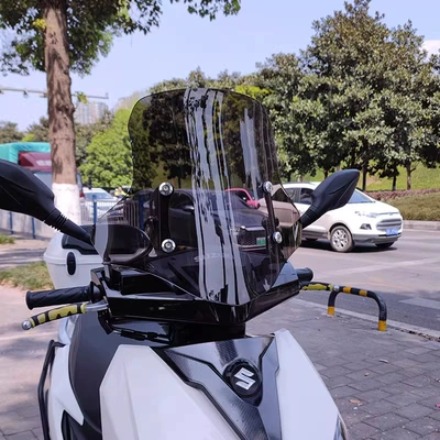 Front Windshield High-Definition Transparent | Motorcycle front windshield - black-tea-45-high-stainless-steel-stand-adjustable-height