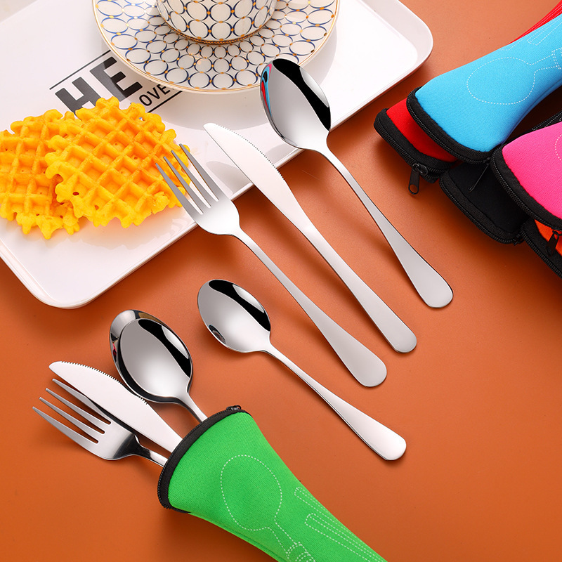 Cross-border stainless steel tableware suit steak knife, fork and spoon suit student outdoor camping Western tableware suit